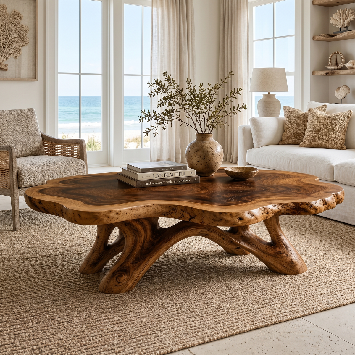 Aurevane Handcrafted Solid Wood Coffee Table