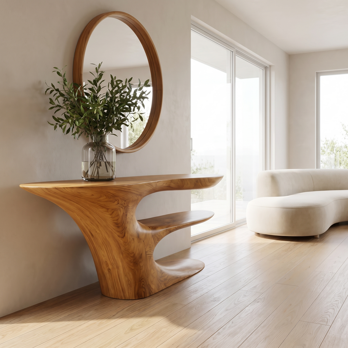 Zorathis Sculpted Solid Wood Console Table