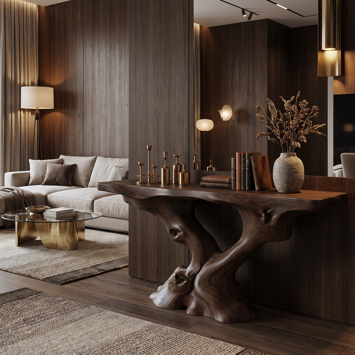 Vaelthorn Sculpted Solid Wood Console Table